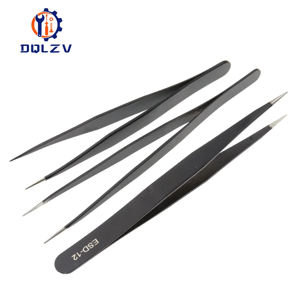 Juego de pinzas de precisión ESD antiestáticas, herramientas de reparación de acero inoxidable para reparación de electrónica, artesanía de soldadura - imagen 3