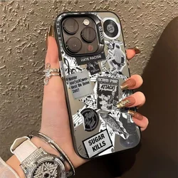 Funda iPhone IMD Plateada – Diseño Guitarra y Periódico