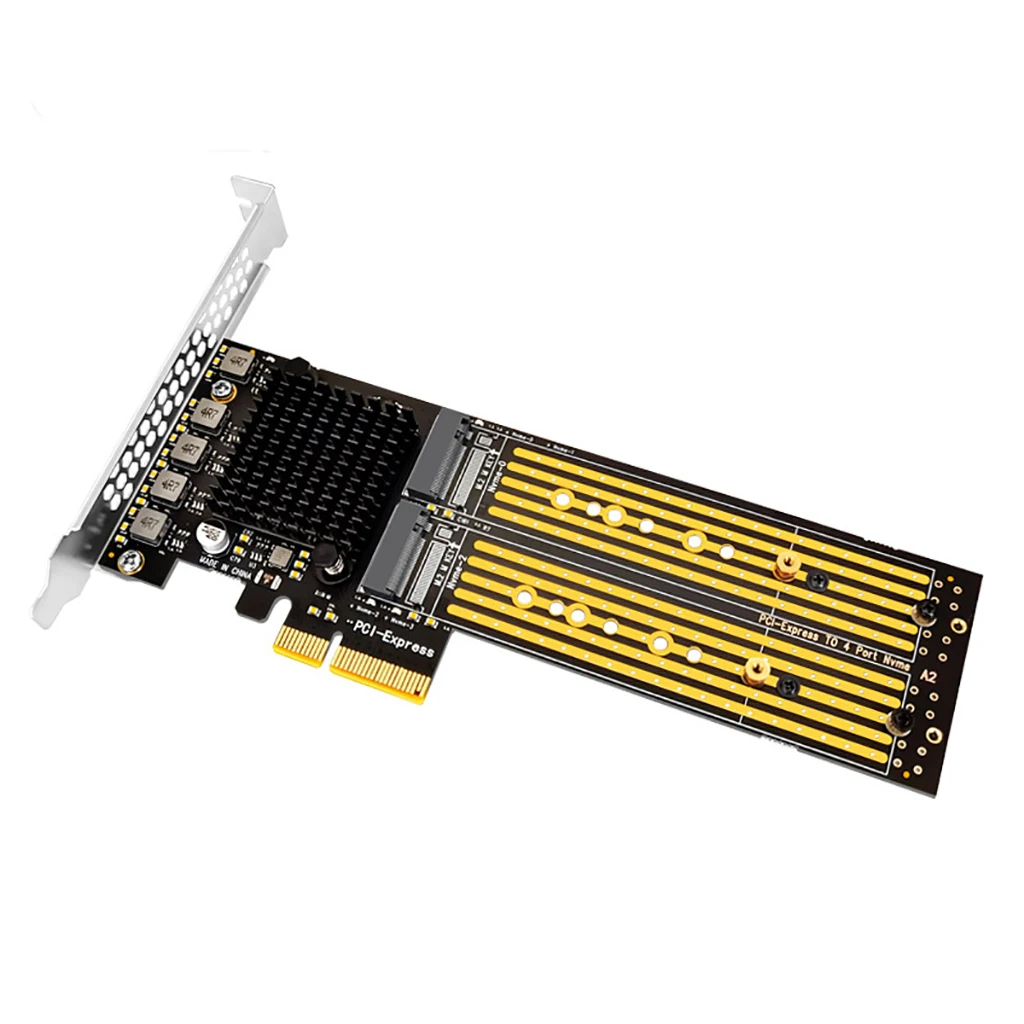Tarjeta de expansión PCI-E X4 / X8 a 4 puertos M.2 M-Key B & M para NVME 2230 2242 2260 2280 22110 tarjeta adaptadora de matriz SSD para chasis 2U - imagen 2