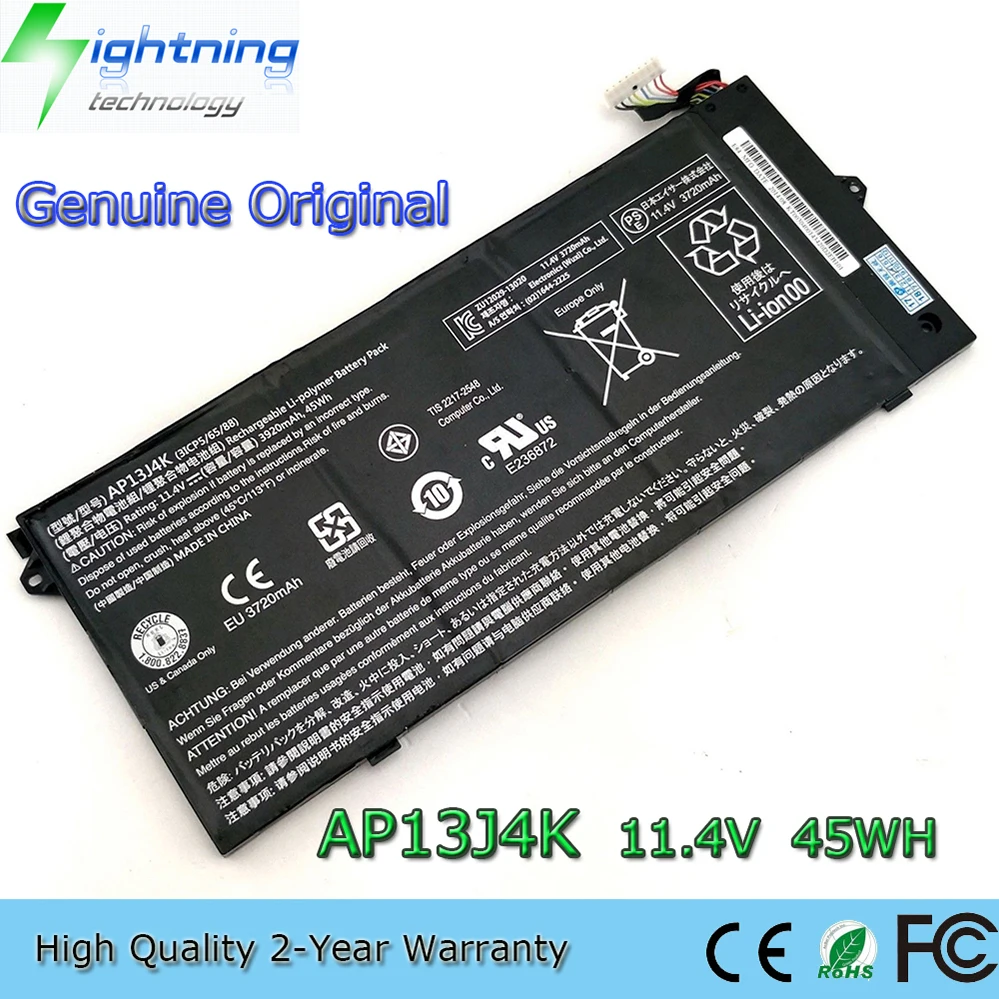 AP13J4K 11,4 V 45Wh batería del ordenador portátil para Acer Chromebook C720 C720P C740 C720-2844 AP13J3K etc.