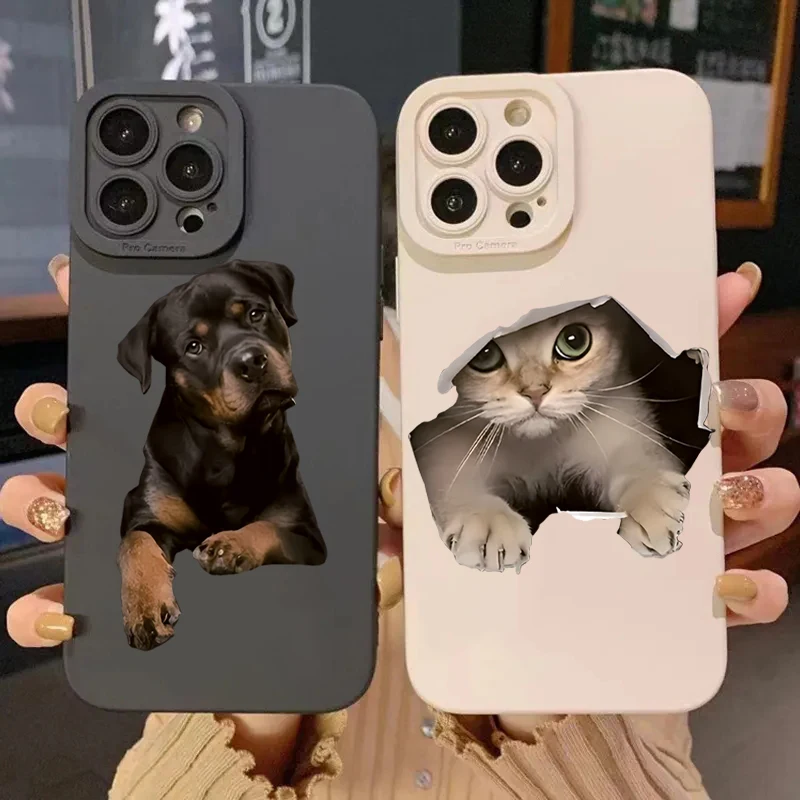 Funda de teléfono con diseño de perro y gato para Xiaomi Redmi Note 14 13 12 11 Pro Plus 5G 12S 11S 10S Redmi 13C 13 12 4G, funda suave de silicona
