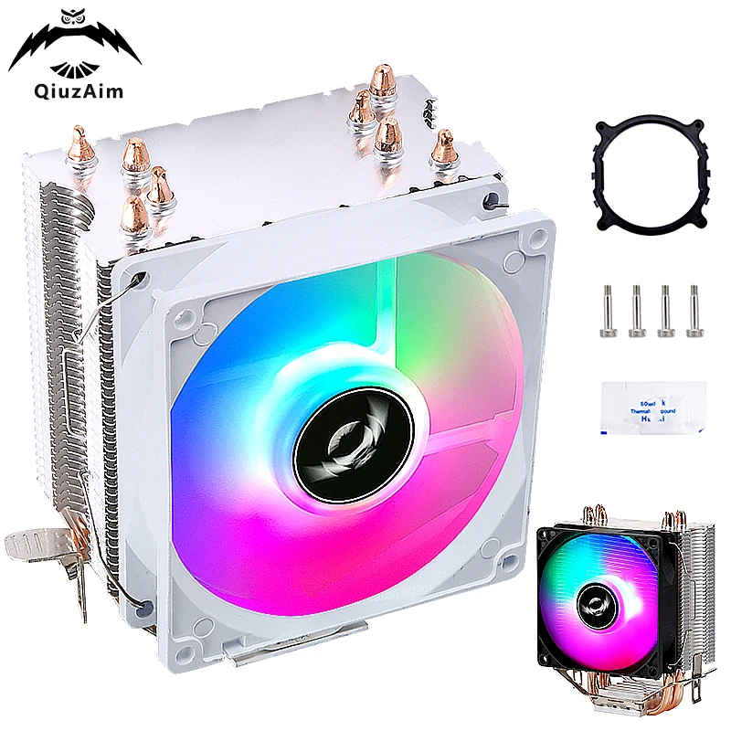 QiuzAim-enfriador de PC, ventilador de CPU que instala LGA2011 2066 2099x79x99 E5 AMD AM3 AM4 AM5 4, radiador de tubo de calor, procesador silencioso refrigerado por aire - imagen 2