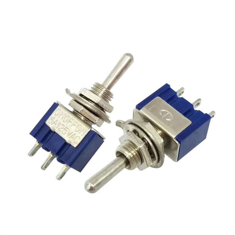 5 unids/lote interruptor de palanca en miniatura MTS-102 SPDT 6A 125VAC/3A 250VAC Mini interruptor de palanca 3 pines ON/ON de alta calidad - imagen 2