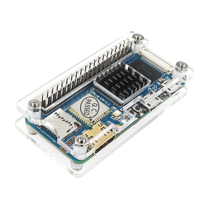 Banana Pi M2 Zero, carcasa acrílica tranparente con disipadores de calor de aluminio, carcasa de protección transparente para Banana Pi M2 Zero - imagen 2