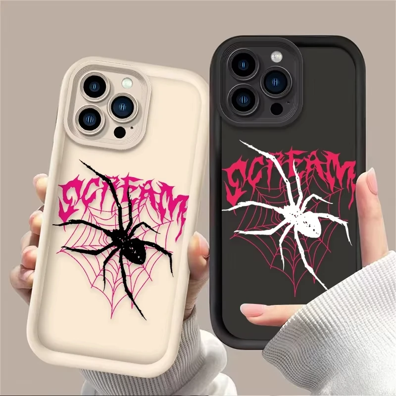Funda de teléfono con diseño de araña a la moda para iPhone 16e 16 15 14 13 12 11 Pro Max XSMax XR 7 8 Plus, funda trasera de silicona a prueba de golpes