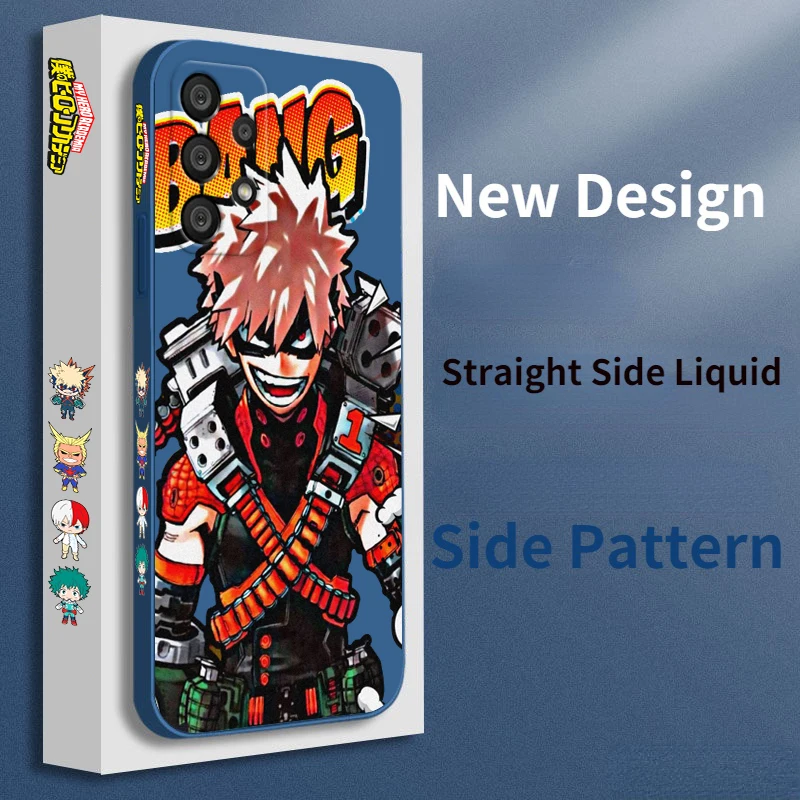 Funda de teléfono Anime My Hero Academia para Samsung A73 A53 A33 A52 A32 A71 A51 A21S A50 A30 5G Funda de cuerda izquierda líquida - imagen 4