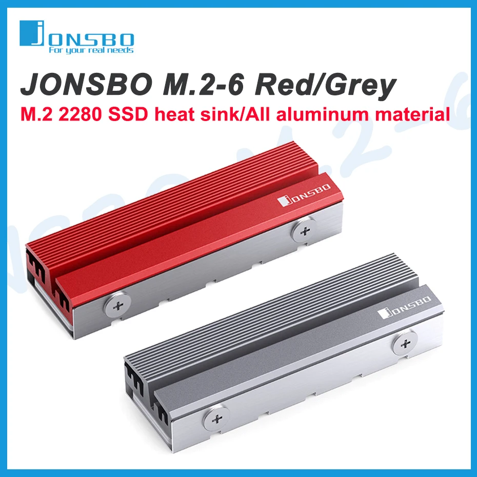 JONSBO-disipadores de calor de disco duro M.2-6, radiador de aleación de aluminio 2280 SSD, Compatible con discos duros de una y dos caras, 2280 M.2