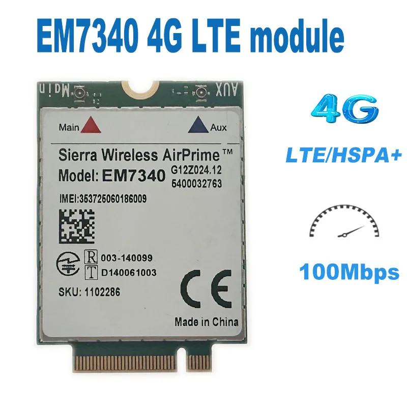 Módulo inalámbrico inalámbrico EM7340 4G WWAN LTE/HSPA + M.2, para todas las máquinas M.2, no admite portátiles HP/Lenovo