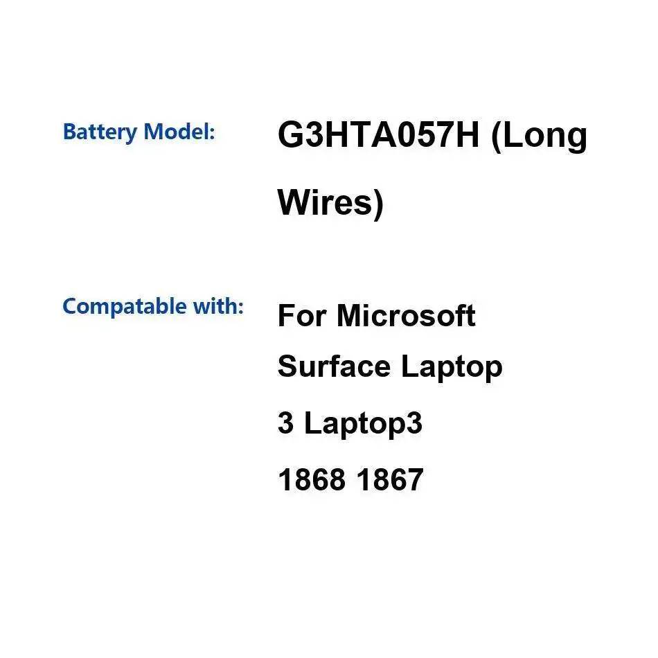 Batería para ordenador portátil de 6041Mah, repuesto Premium, cables G3HTA057H de larga duración para Microsoft Surface 3 1868 1867