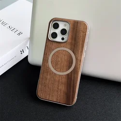 Funda MagSafe iPhone 15/16 Pro Max – Aluminio y Madera