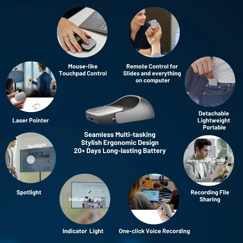 Cheerdots 2 ratón de aire desmontable panel táctil inalámbrico todo en uno bolsillo AI grabación ChatGPT ratón habilitado ratón para juegos personalizado - imagen 3