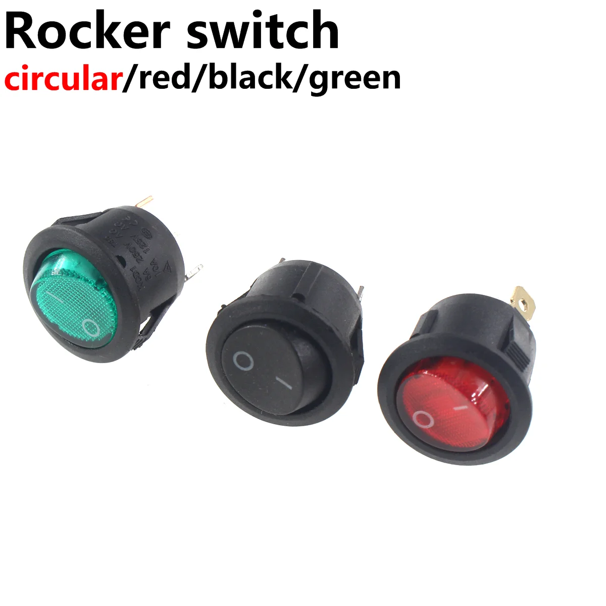 5 uds interruptor basculante redondo de encendido/apagado luz de punto LED iluminado salpicadero de coche Dash Van 12V 220V interruptor de círculo completo