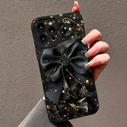 Funda Samsung A56 Perlas Imitación Lazo Negro Antigolpes