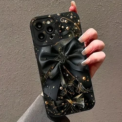 Funda Samsung A56 Perlas Imitación Lazo Negro Antigolpes