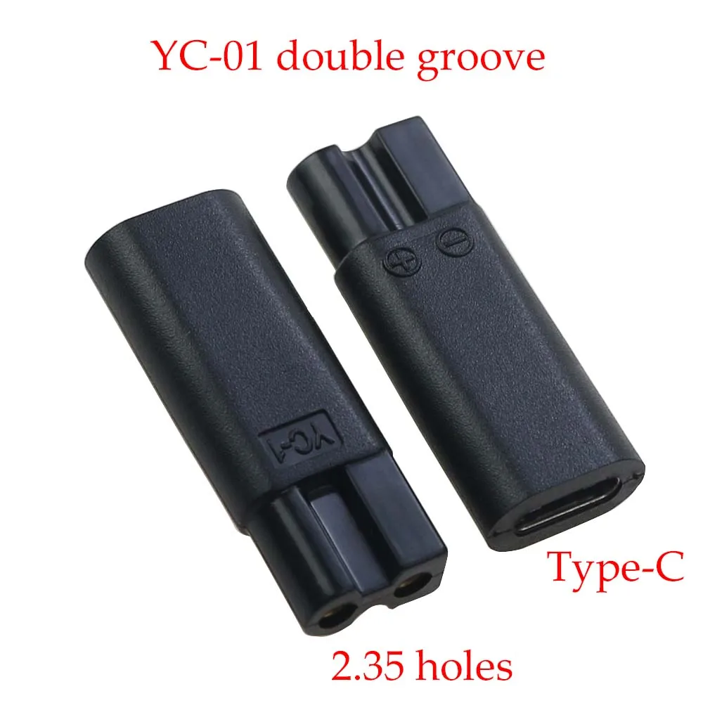1 Uds USB tipo C enchufe hembra a 2,35 1,8 doble agujero adaptador de carga de 2 clavijas enchufe convertidor para afeitadora Pentium cortadora de pelo - imagen 4