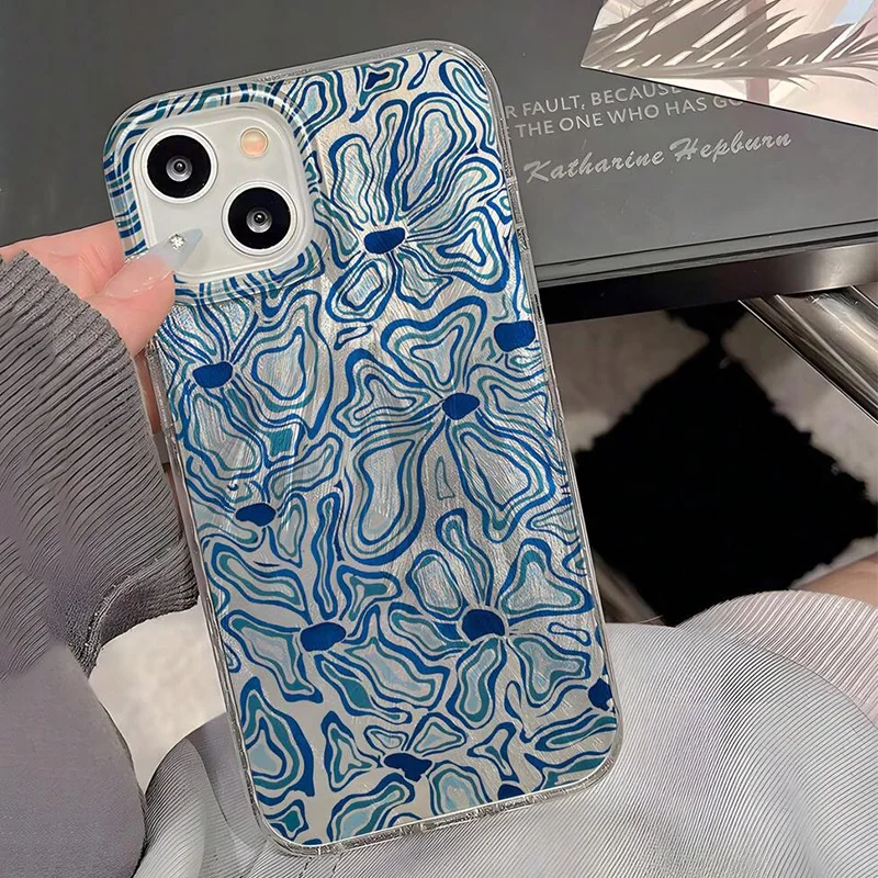 Funda para Xiaomi 14T Pro Mi 11 Lite 5G NE Poco X6 X5 X3 M6 Pro 4G funda abstracta azul agua onda de agua patrón Floral fundas de teléfono - imagen 4