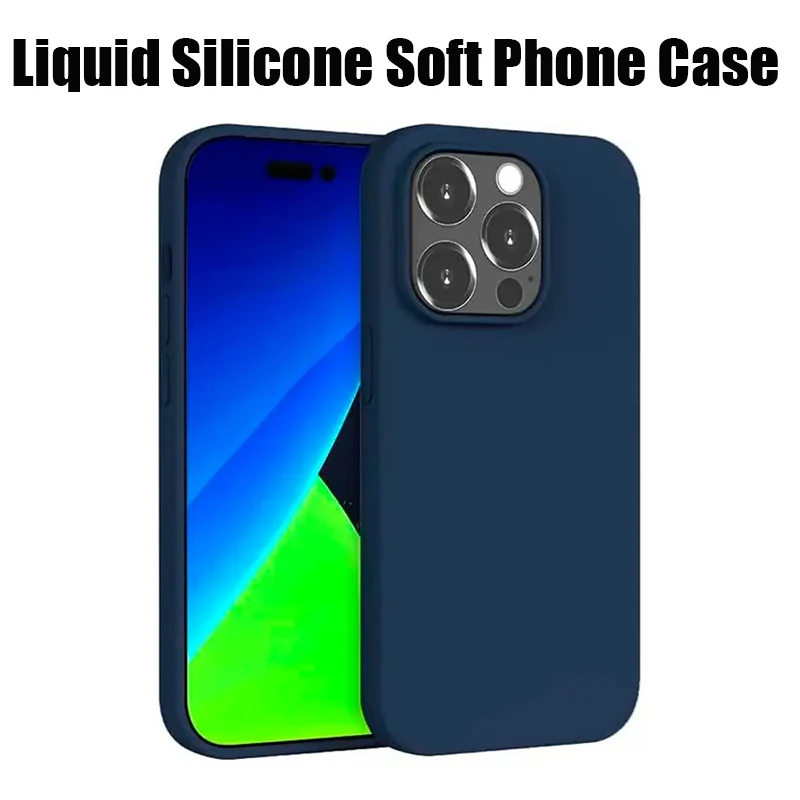 Funda de teléfono suave de silicona líquida de Color sólido de lujo para iPhone 16 Pro Max 11 13 12 14 15 Pro Max cubierta trasera de protección a prueba de golpes - imagen 2