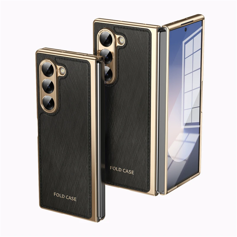 Funda de teléfono de cuero con textura de seda de lujo para Samsung Galaxy Z Fold 6 5 4 3 5G, funda ultrafina mate a prueba de golpes para Galaxy Z Fold6 - imagen 2
