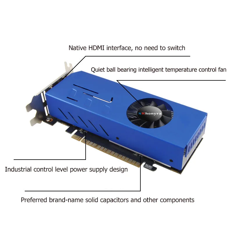 Tarjeta gráfica multimonitores SRhonyra GeForce GTX1660S 1050 1050Ti 750 750Ti, empalme de pantalla de tarjeta de vídeo 4K de 4HDMI GDDR5 4K - imagen 4