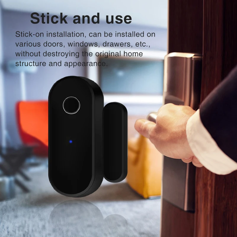 Tuya-Sensor de puerta inteligente Zigbee, Detector de apertura y cierre de puerta y ventana, sistema de seguridad para el hogar inteligente negro, funciona con la aplicación Gateway Smart Life - imagen 3