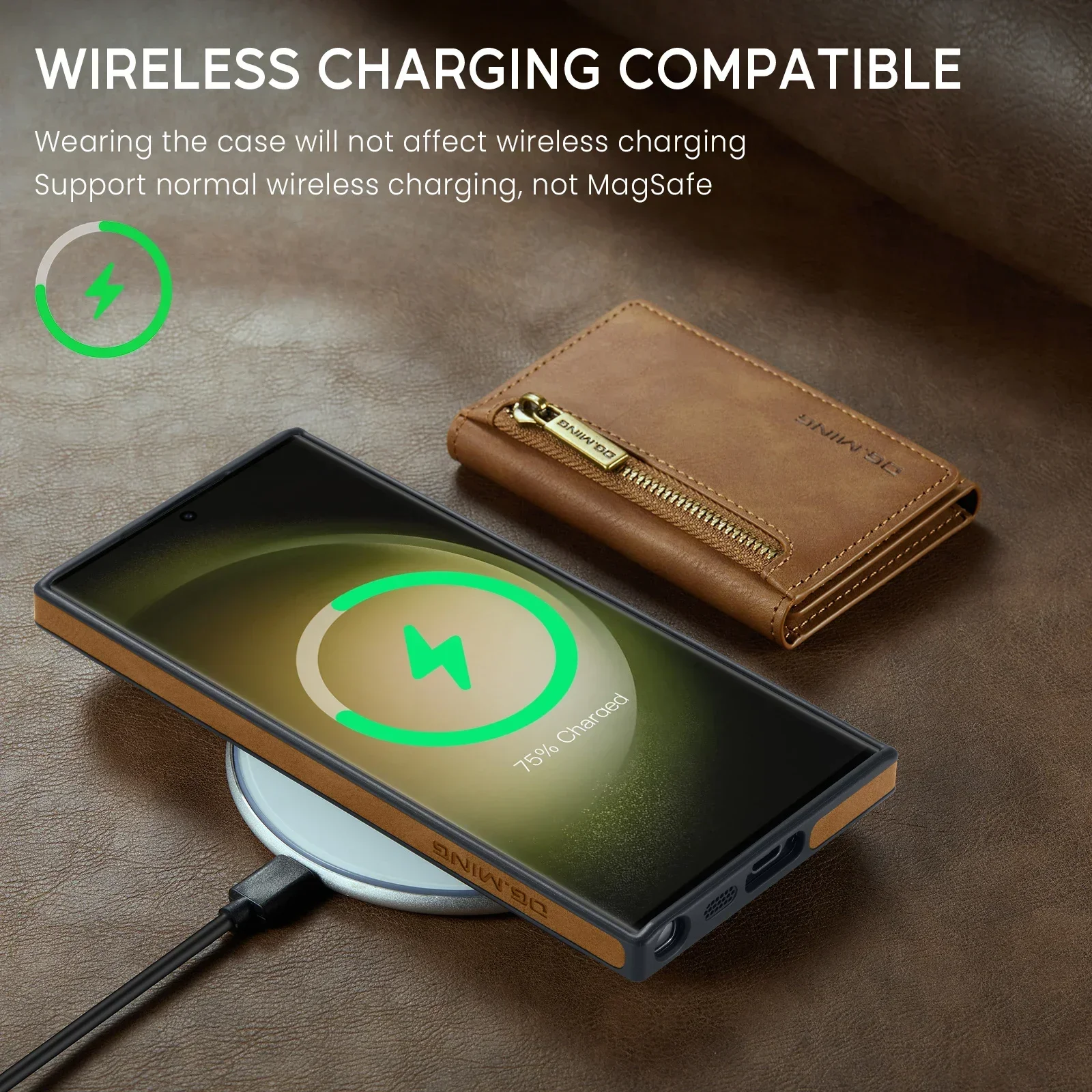 Funda tipo billetera con cremallera RFID de cuero magnético desmontable para Magsafe Samsung Galaxy S24 S21 Ultra S22 Plus S23 Fe funda con soporte de bolsillo - imagen 5