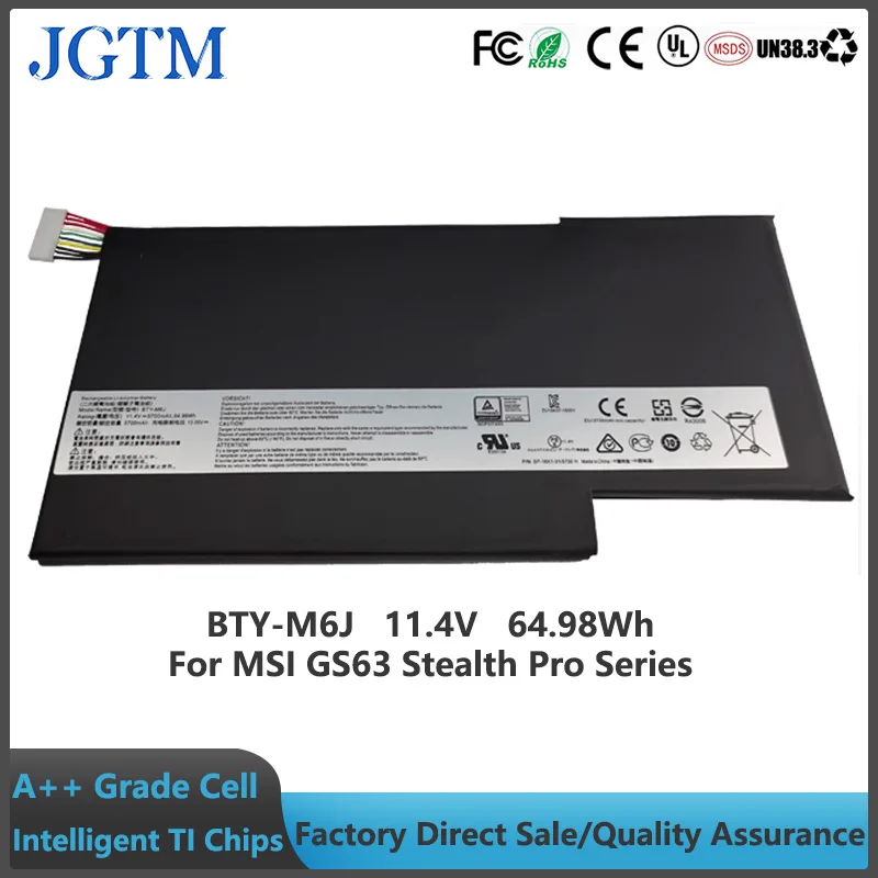 JGTM BTY-M6J 64.98Wh 11.4V Batería para portátil Compatible con MSI GS63VR 6RF-016CN 095CN 7RF-239CN 258CN GS63 7RE-009CN 018CN GS73