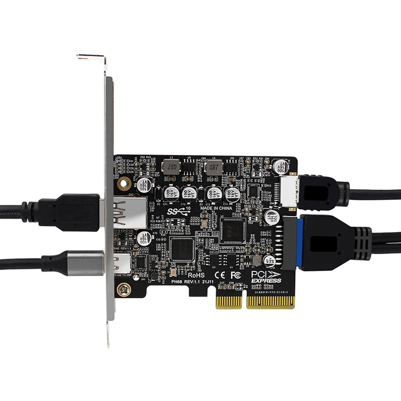 Tarjeta Hub PCIe a USB 3,2 Gen 2, 10Gbps, adaptador de escritorio de 4 puertos con alimentación SATA tipo A/C, soporte UASP para expansión de PC - imagen 3