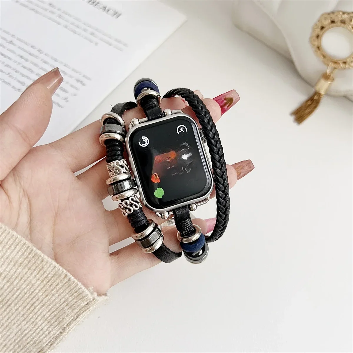 Correa de reloj para Apple Watch 42/44/45/46/49mm 38/40/41mm correa de reloj de moda de cuero PU para reloj serie Ultra2 10/9/8/7/6 - imagen 4