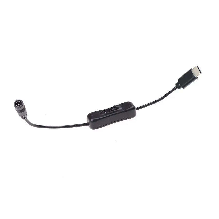 Conector hembra DC5.5 x 2,1mm a conector macho USB 3,1 tipo C adaptador de conector de alimentación CC a macho tipo c con interruptor - imagen 3