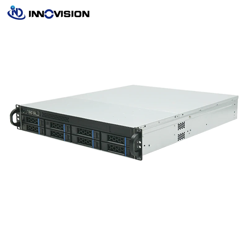 8Bay HDD 2U 520MM caja de servidor Hotswap compatible con ATX PSU M-ATX 9,6 "* 9,6" y placa base inferior opcional 6G 12G SATA SAS Backplane