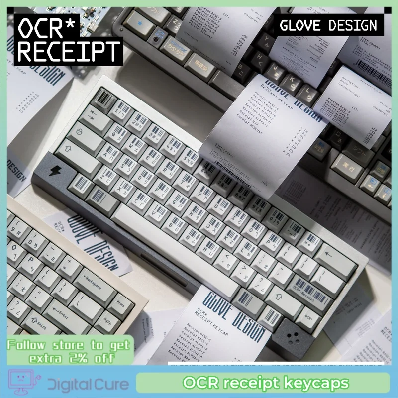 Teclas de recibo OCR estilo minimalista Domikey Pbt teclas de sublimación Base teclas de teclado mecánico parcialmente personalizadas