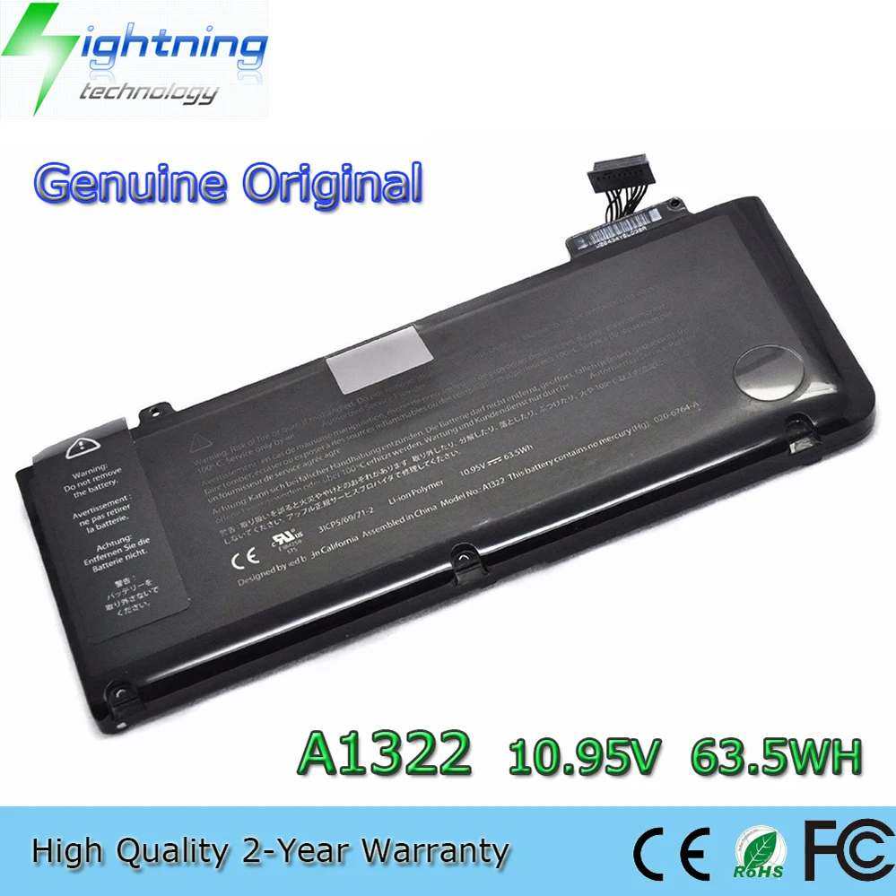 A1322 10.95V 63.5Wh Batería para portátil para Apple MacBook Pro 13" A1278 mediados de 2009 2010 2011 2012, etc.