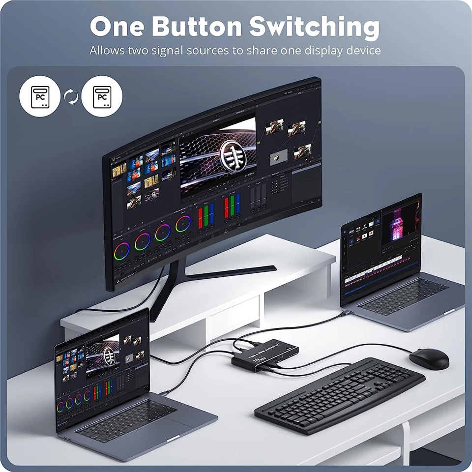 Conmutador KVM Thunderbolt 4 USB-C para portátiles y monitor 4K
