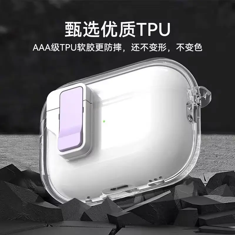 Tapa automática transparente con apertura por botón, funda de interruptor a prueba de golpes para Apple Airpods4, funda protectora para AirPods 4 3 2 1 Pro 2 - imagen 4