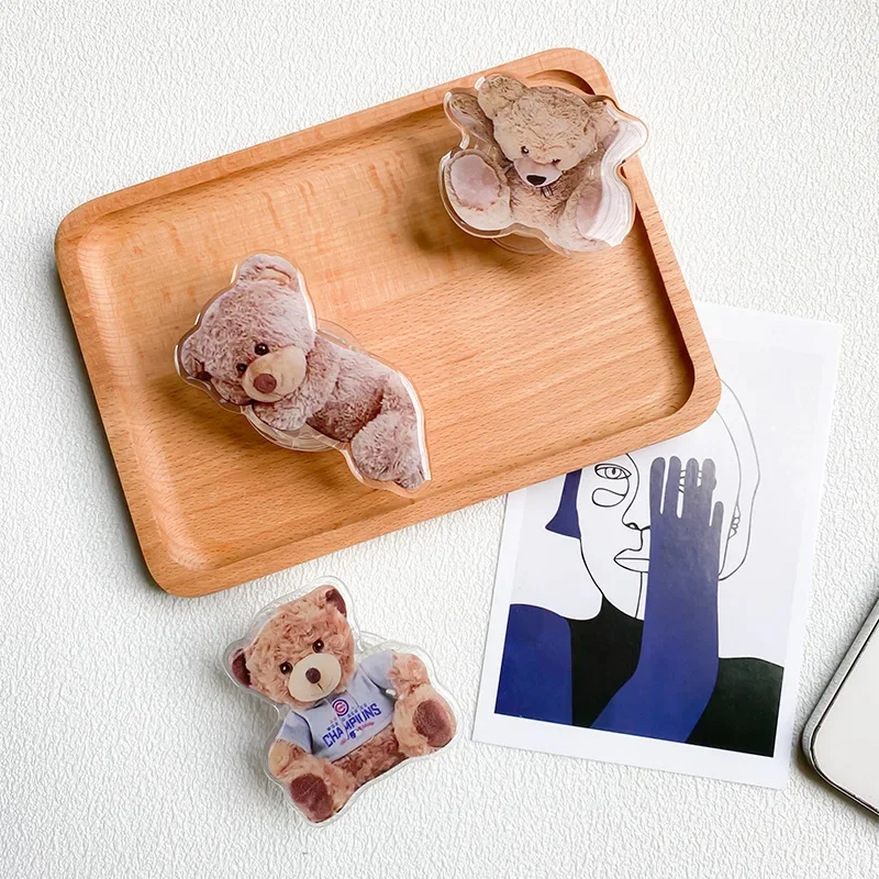 Anillo de dedo plegable con diseño de oso divertido de dibujos animados, soporte para teléfono Griptok para IPhone 15, Samsung, soporte de bolsillo, soporte Tok - imagen 3