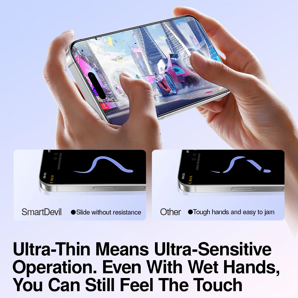 SmartDevil Película de vidrio templado antiluz azul para iPhone 17 Pro max iPhone Air Protector de pantalla sin bordes para iPhone 17 - imagen 3