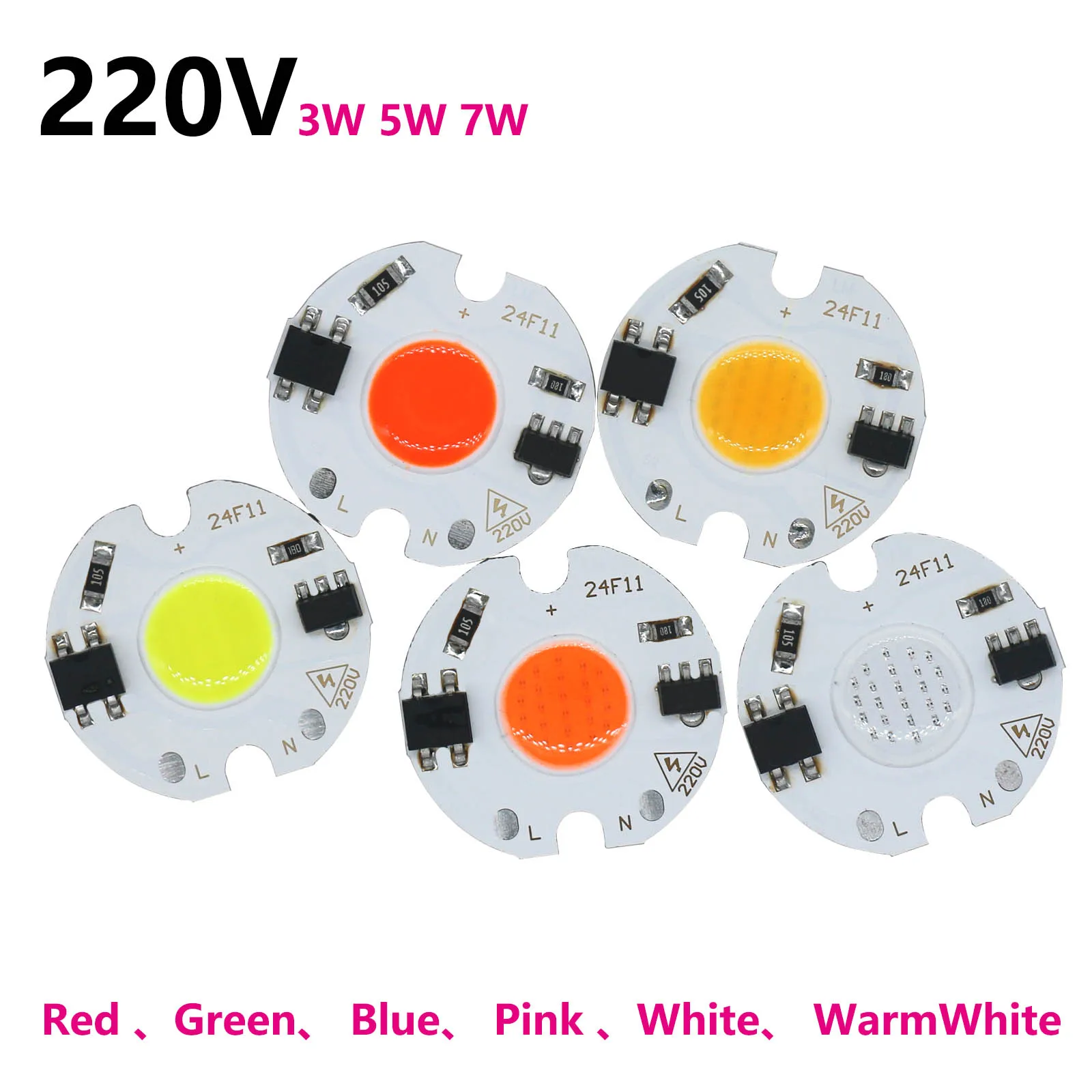 Chip LED COB de 3W, 5W, 7W, 220V, sin necesidad de controlador, lámpara IC inteligente, fuente de luz de cuentas LED para foco de diodo LED, luz de seguimiento, rojo y blanco - imagen 3