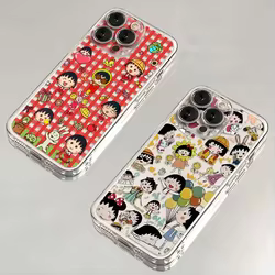 Funda de teléfono divertida Chibis Maruko-chans para iPhone 16 15 14 13 12 11 Mini Pro Max X XR XSMax 7 8 Plus SE20 cubierta transparente