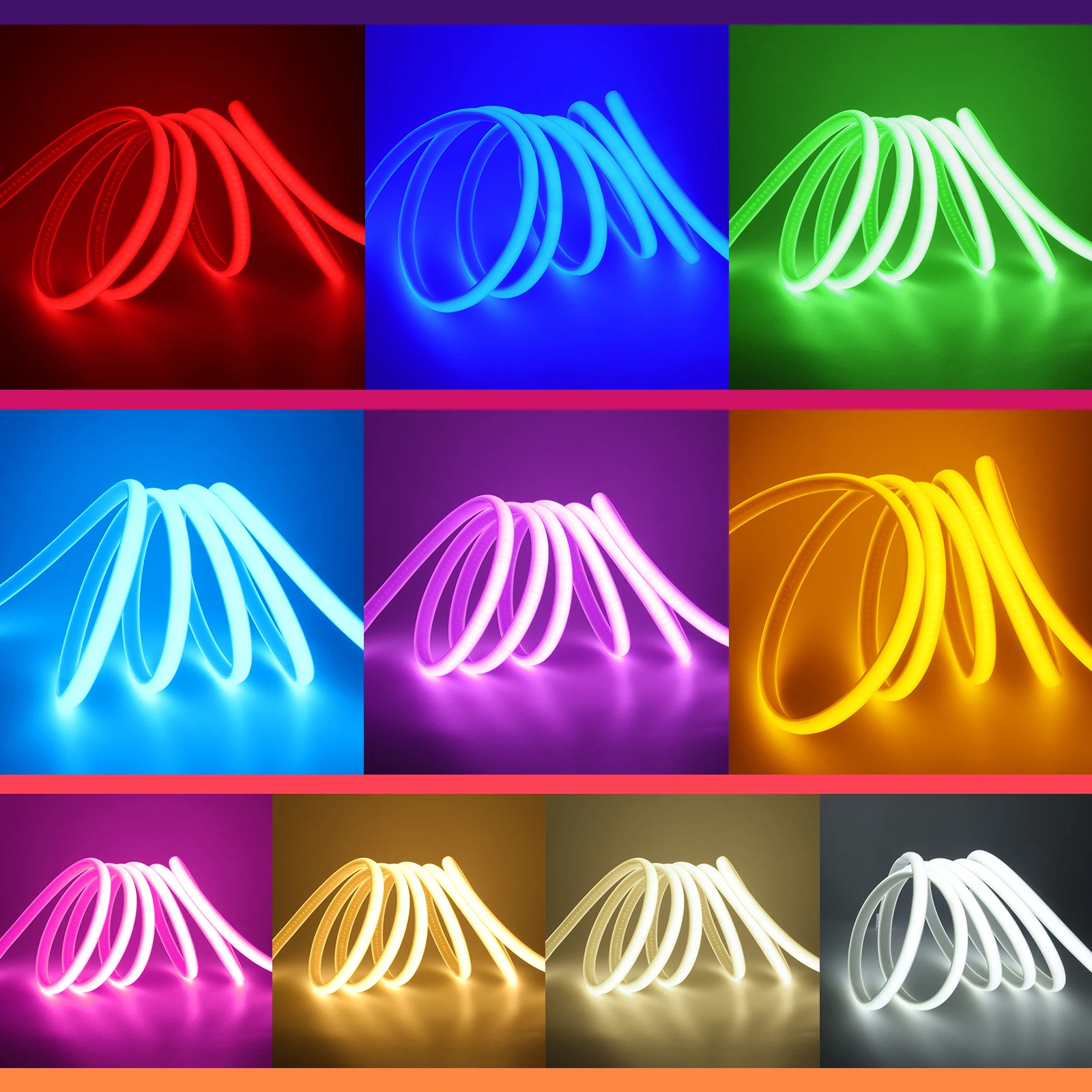 Tira de luces LED Cob de 220V, 288LEDs/m, cinta de luz de neón Flexible impermeable de alta densidad para exteriores, decoración para armario de cocina y dormitorio - imagen 2