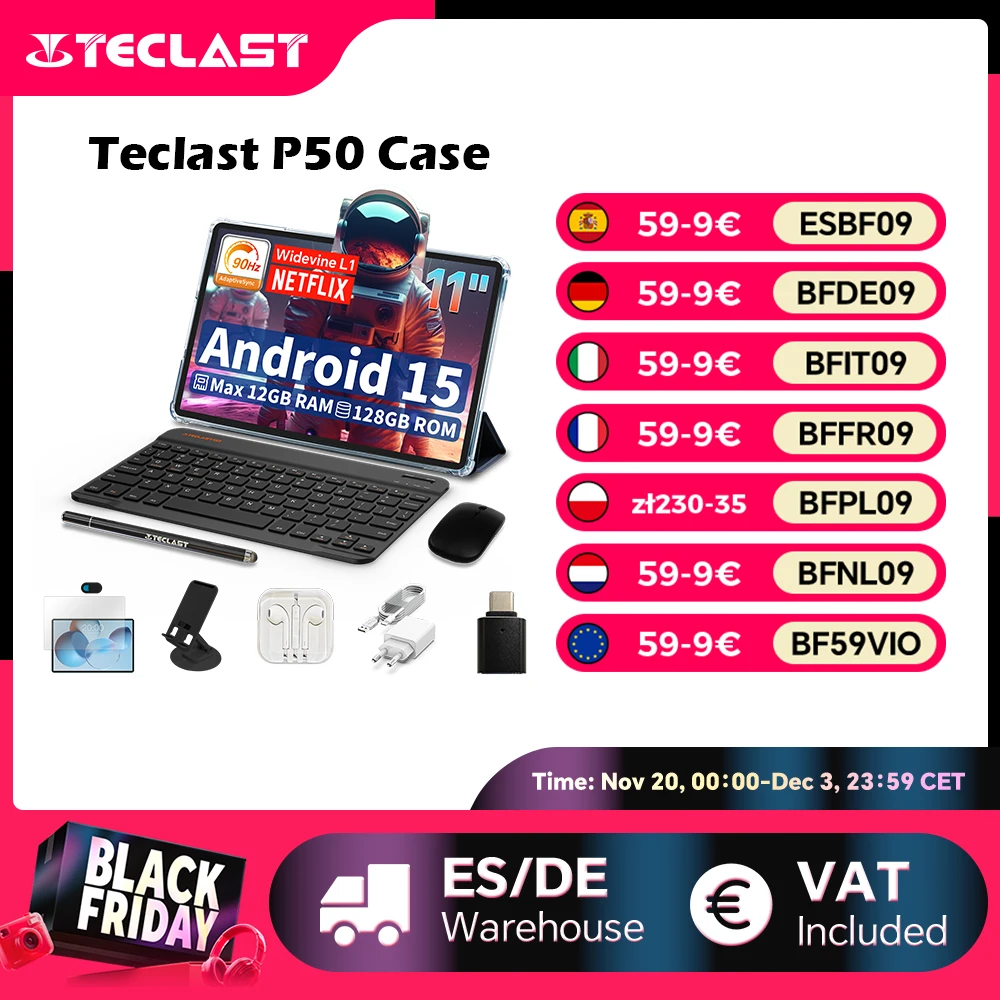 Teclast P50 Case Android 15 Tableta 11" 90Hz Máx 12GB (4GB+8GB Expansión) Ram 128 GB ROM T606 8-Core WideVine L1 7000MAH Tipo-C - imagen 2
