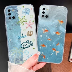 Para Samsung Galaxy A31 A51 A71 4G 5G Funda de teléfono patrones creativos de peces suave TPU transparente silicona ligera Funda