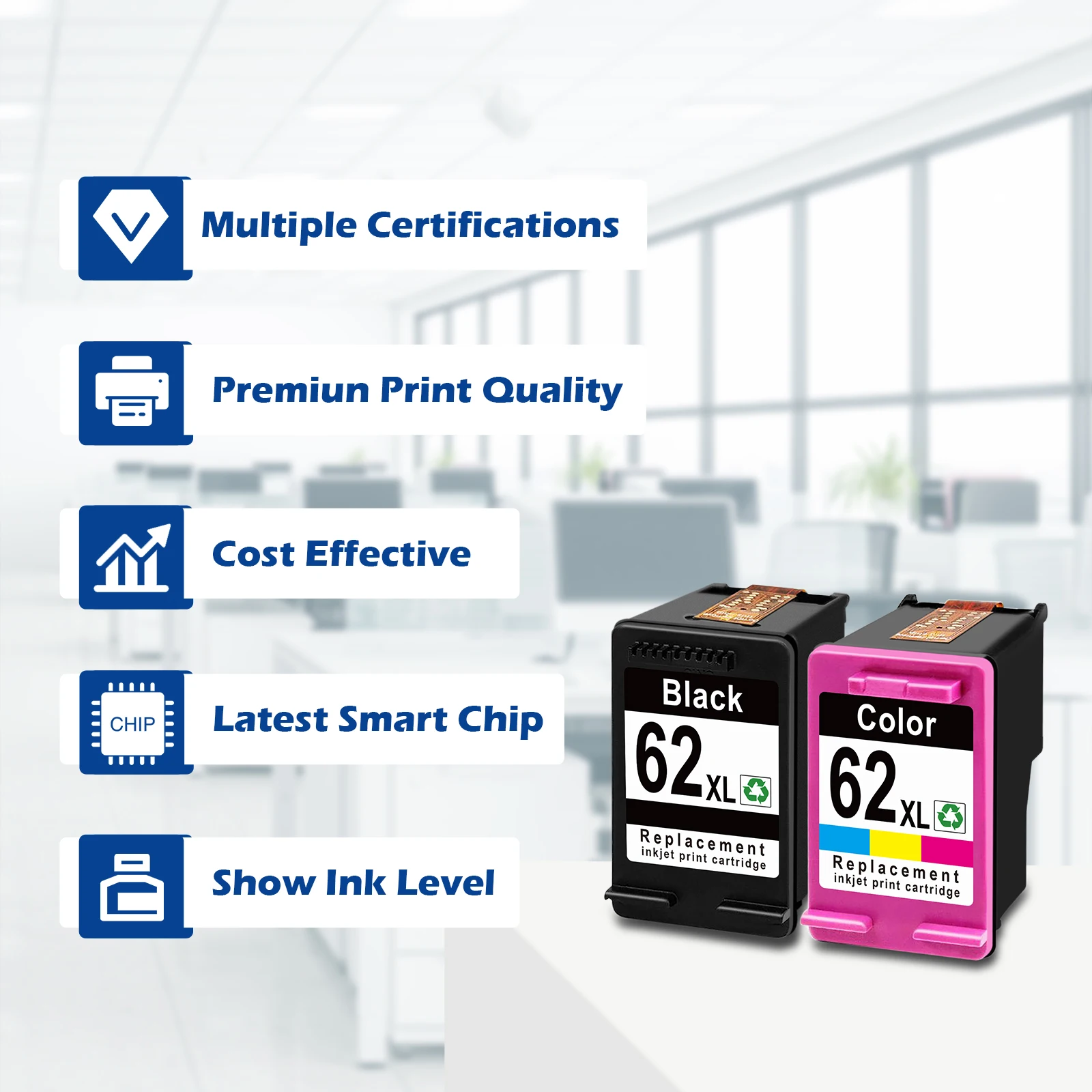 ShinColor for hp 62 xl Ink Cartridge for HP 62XL High Yield for HP Envy 5540 5640 5740 7640 5646 5541 5742 5745 200 printer - imagen 3