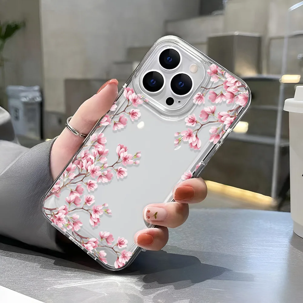 Funda de teléfono transparente con flores para niñas, fundas duras a prueba de golpes para iPhone 16 15 14 13 12 11 Pro Max 16 Plus - imagen 3