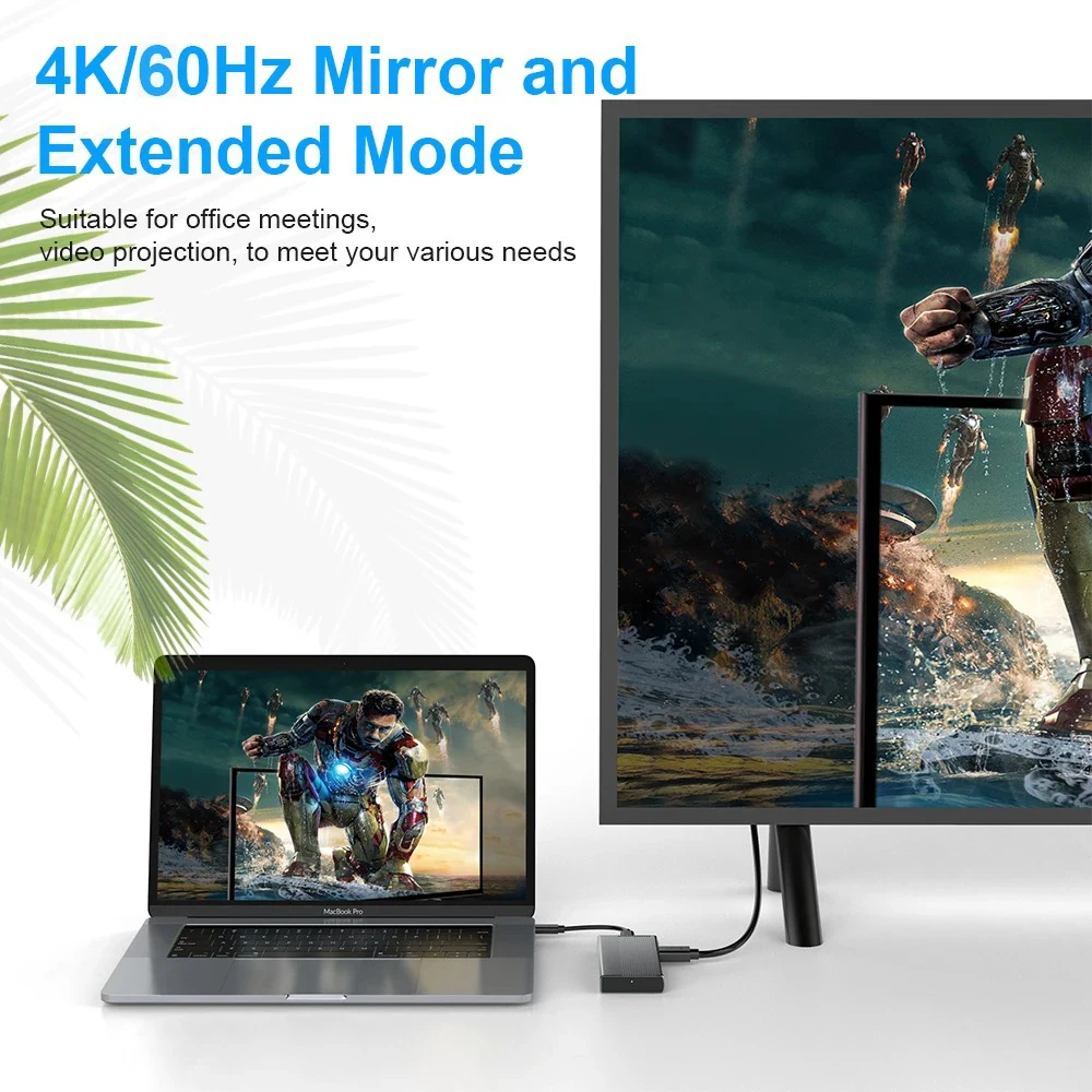 Carcasa M.2 SSD 6 en 1 USB C Hub compatible con HDMI 2,0 10G USB-A RJ45 Gigabit Ethernet adaptador para transferencia y pantalla de datos de ordenador portátil - imagen 5