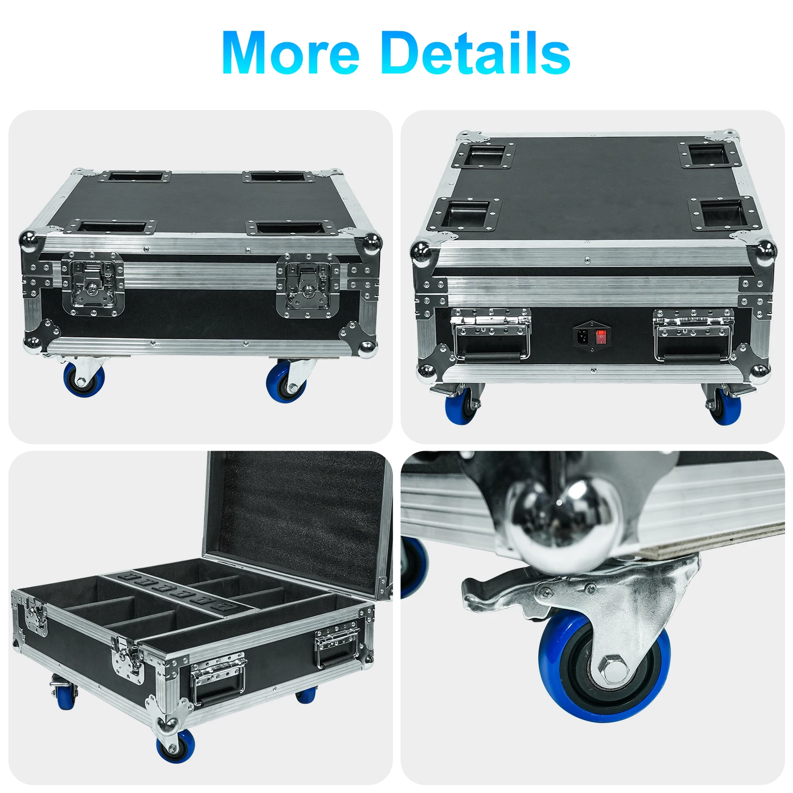 U'King-funda de vuelo Gator recargable en negro, funda de aerolínea de algodón EV con ruedas y asas para luces Par de aplicación recargables de 6 uds. - imagen 4