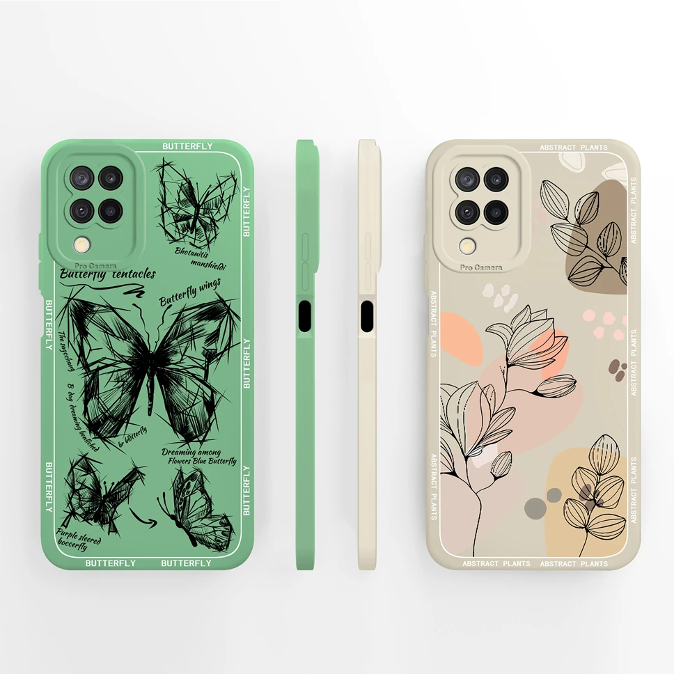 Para Samsung Galaxy A12 M12 F12 funda de teléfono flores elegantes silicona líquida antideslizante parachoques para SamsungM12 GalaxyF12 A 12 Shell - imagen 5