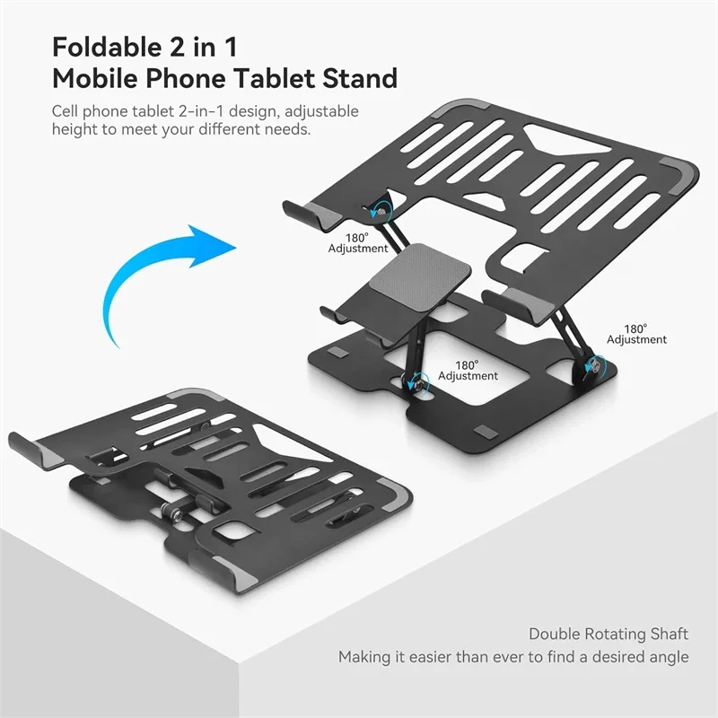 Soporte ajustable de Metal 2 en 1 para teléfono y portátil, funda plegable para Macbook Air 13 Mac book Pro 14 15 16, accesorios de soporte de escritorio - imagen 3