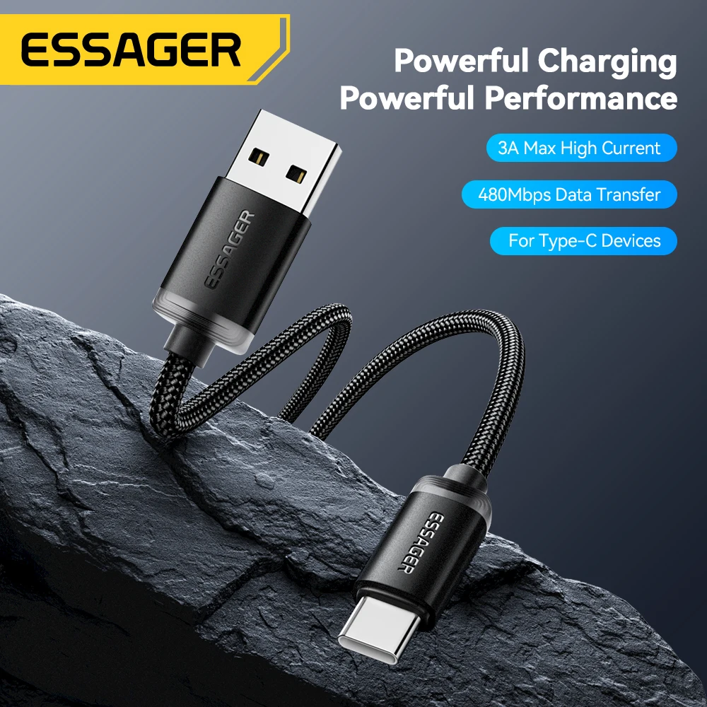 Cable Essager 3A USB tipo C para Iphone 15 plus Huawei Mate60 P60 Cable de carga rápida USB-C Cable de datos para Xiaomi Samsung - imagen 2