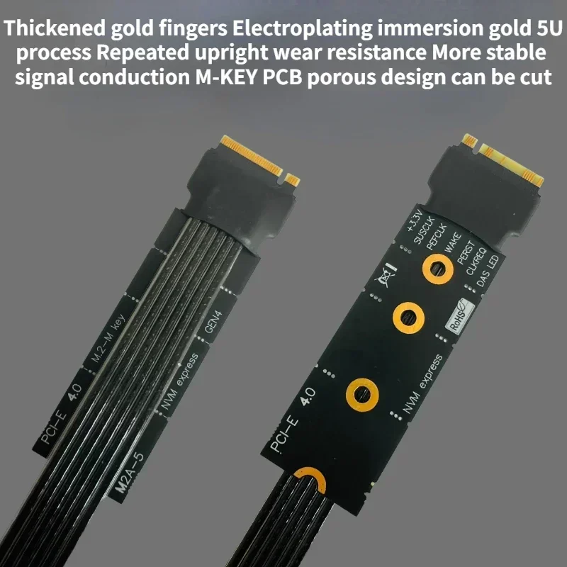 64Gbps PCIe 4,0 X4 90 grados PCI-E 16X a M2 M.2 para NVME SSD Cable elevador con Cable de alimentación Sata Gen4 GPU extensor de placa base es CPU - imagen 4