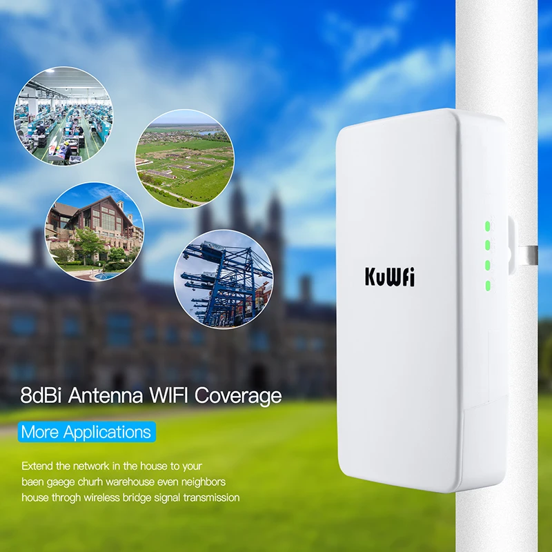 KuWFi-enrutador WI FI para exteriores, repetidor Wifi inalámbrico de 2,4G, amplificador de señal Wifi de punto a punto de 300Mbps, aumenta el rango Wifi de 1KM - imagen 4
